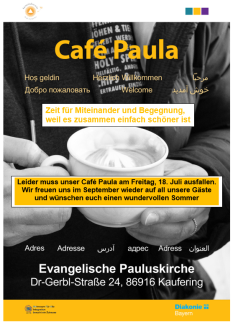 Cafe Paula Absage